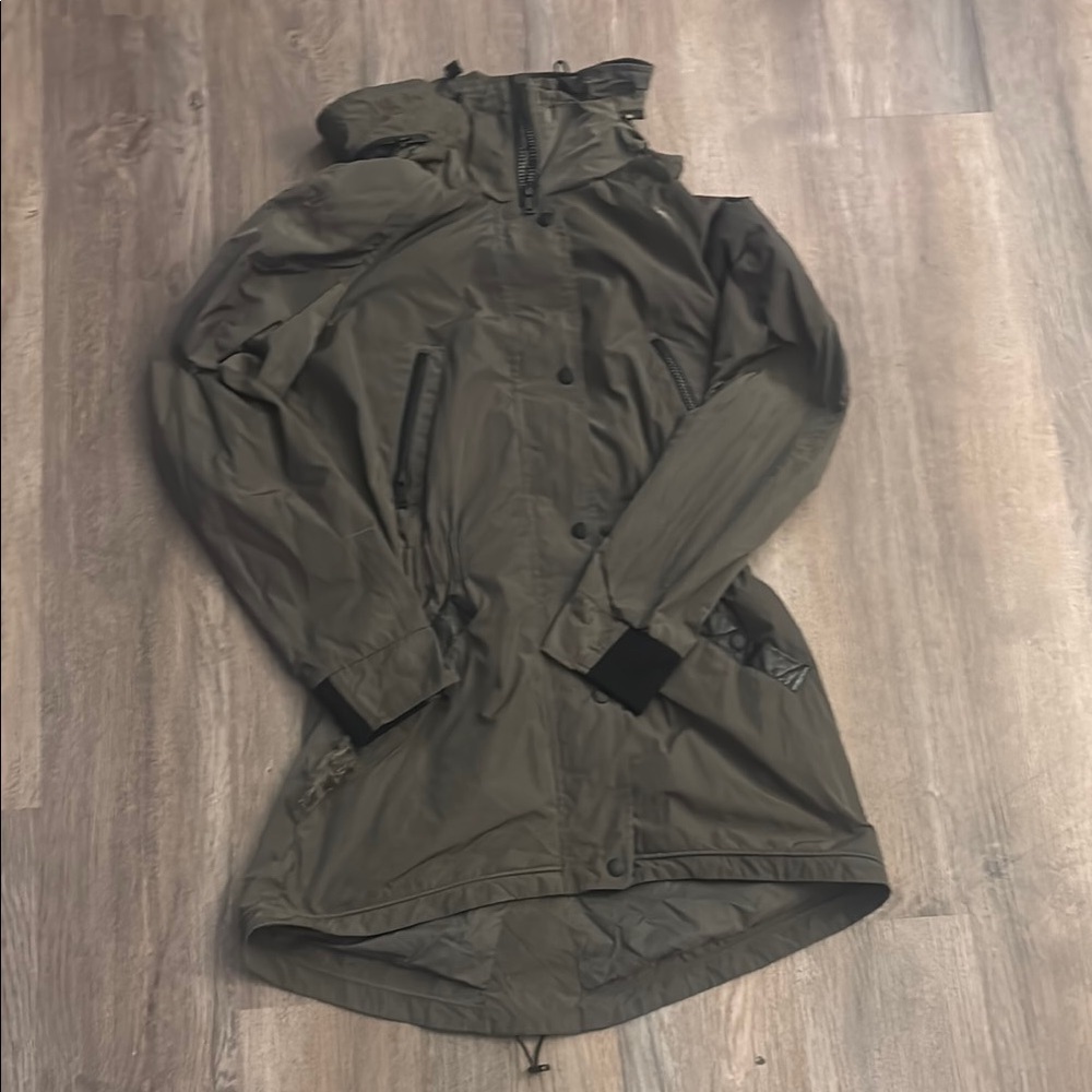 Women's Olive Hooded Rain Jacket